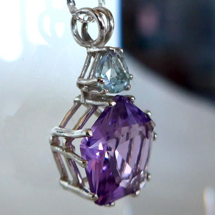 Amethyst Star of Venus with Trillion Aquamarine Crown