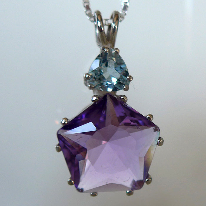 Amethyst Star of Venus with Trillion Aquamarine Crown