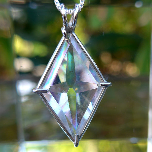 Angel Aura Quartz Arrowhead Pendant - Sterling Silver | New Moon Beginnings