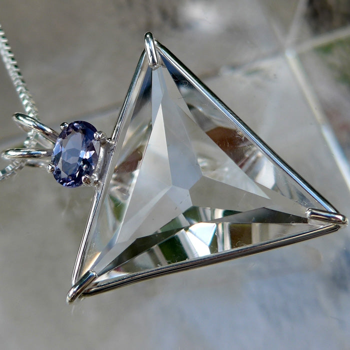 Clear Quartz Angelic Star Pendant with Violet Spinel