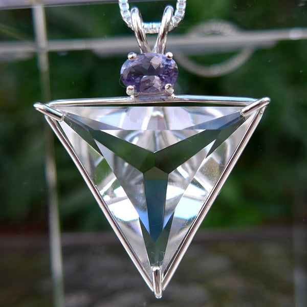 Clear Quartz Angelic Star Pendant with Violet Spinel