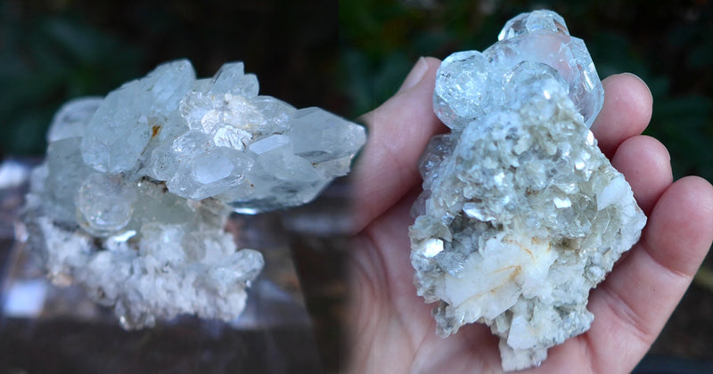 Aquamarine and Muscovite Cluster on Matrix