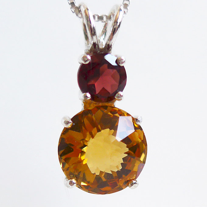 Citrine Mini Radiant Heart with Round Rich Red Garnet Crown