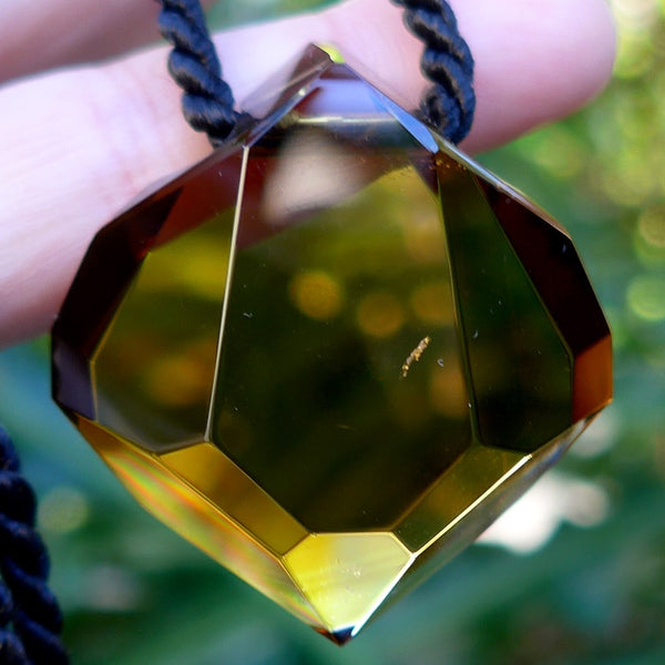 Honey Citrine Wide Arrowhead Pendant by Lawrence Stoller