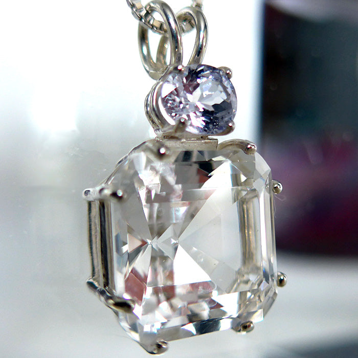 Clear Earth Heart with Oval Violet Spinel Pendant