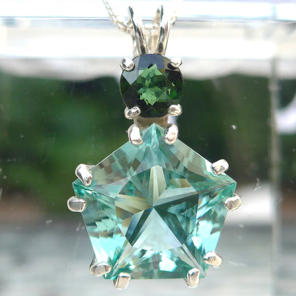 Colombian Obsidian Star of Venus with Green Tourmaline Crown