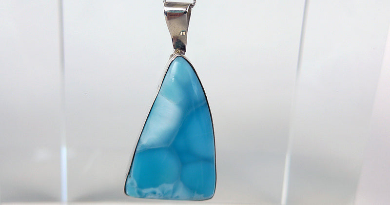 Beautiful Curved Triangular Larimar Pendant