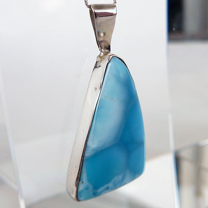 Beautiful Curved Triangular Larimar Pendant