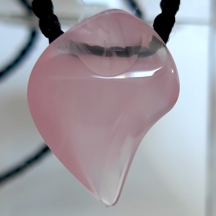 Curved Teardrop Rose Quartz Gemstone Pendant by Lawrence Stoller