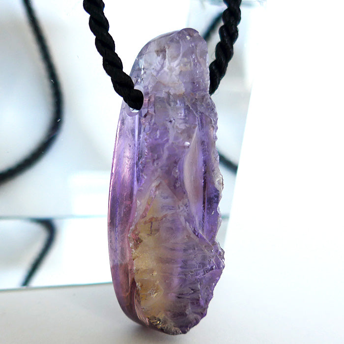 Translucent Semi Polished Rainbow Ametrine Pendant by Lawrence Stoller