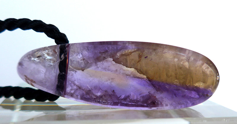 Translucent Semi Polished Rainbow Ametrine Pendant by Lawrence Stoller