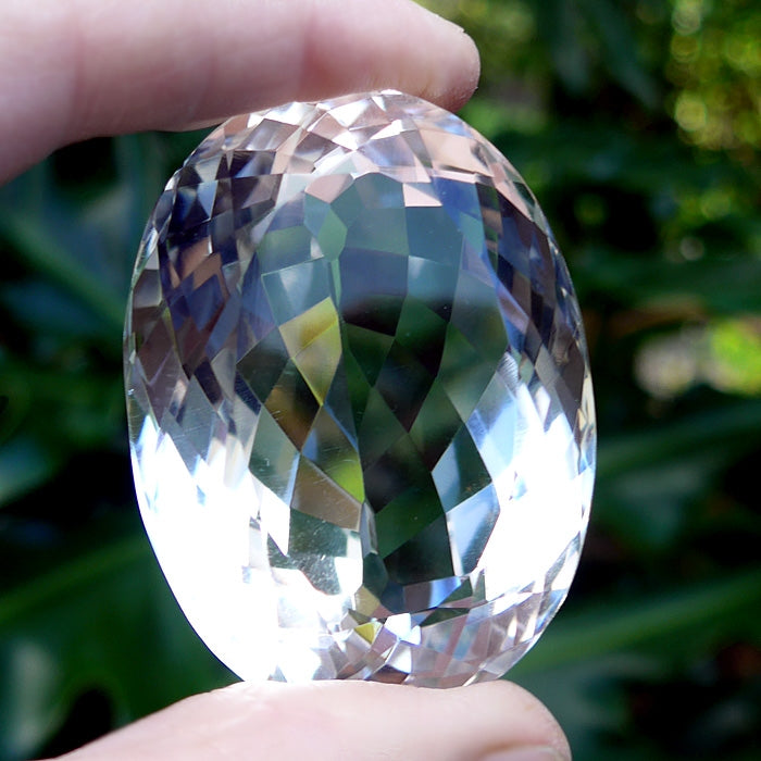 Water Clear Faceted Oval Quartz Gemstone