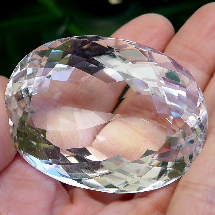 Water Clear Faceted Oval Quartz Gemstone
