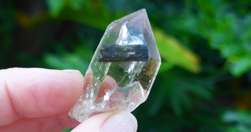 Smoky Quartz Point with Green Tourmaline Bridge Crystal Rod