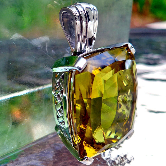 Brilliant 93 Ct Heliodor Pendant in White Gold -- 2X Price Drop!
