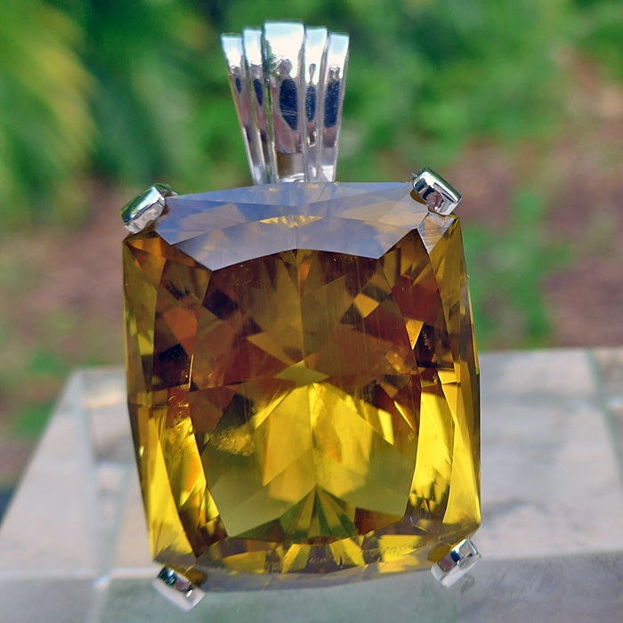 Brilliant 93 Ct Heliodor Pendant in White Gold -- 2X Price Drop!