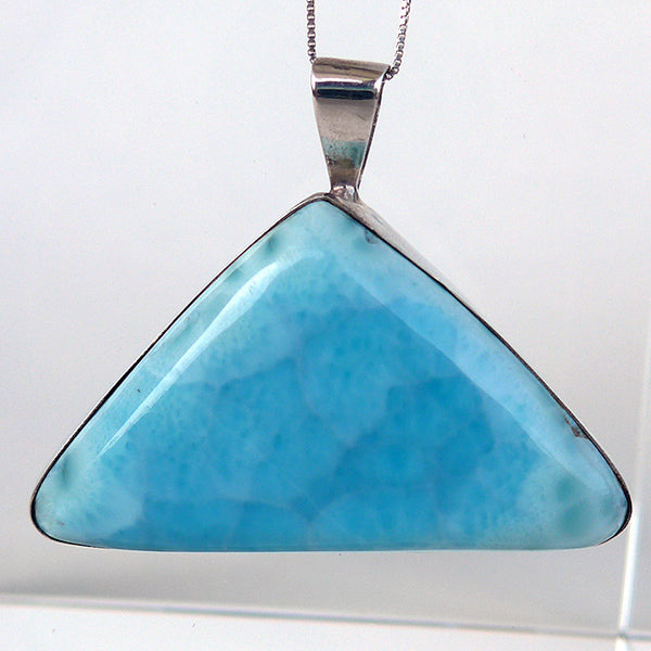 Large Larimar Triangular Pendant in Sterling Silver