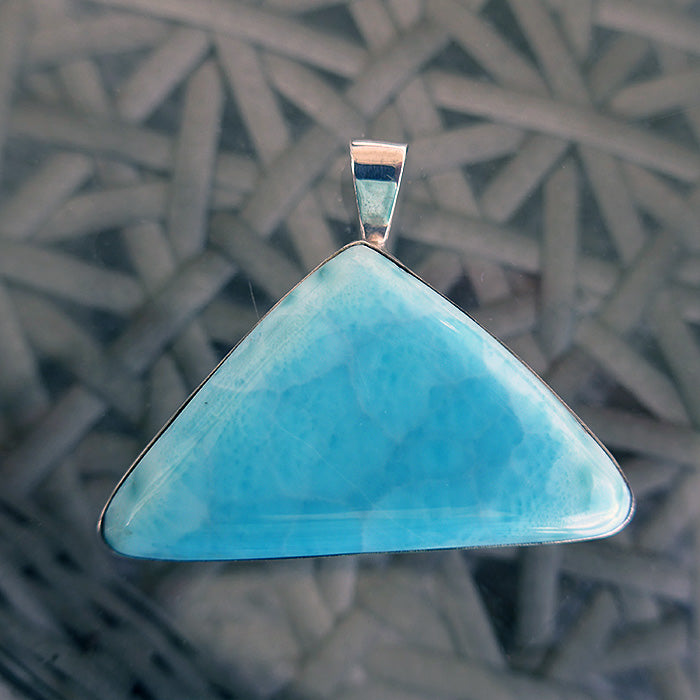 Large Larimar Triangular Pendant in Sterling Silver