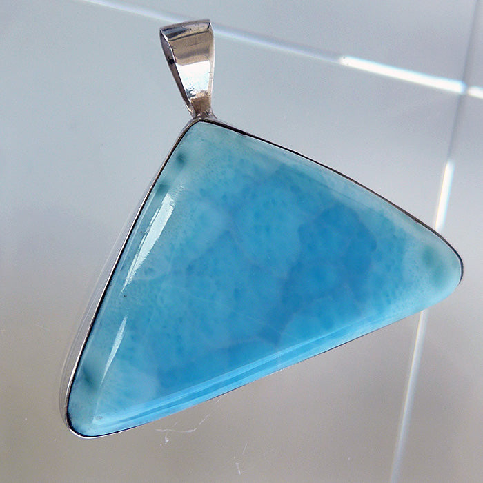 Large Larimar Triangular Pendant in Sterling Silver