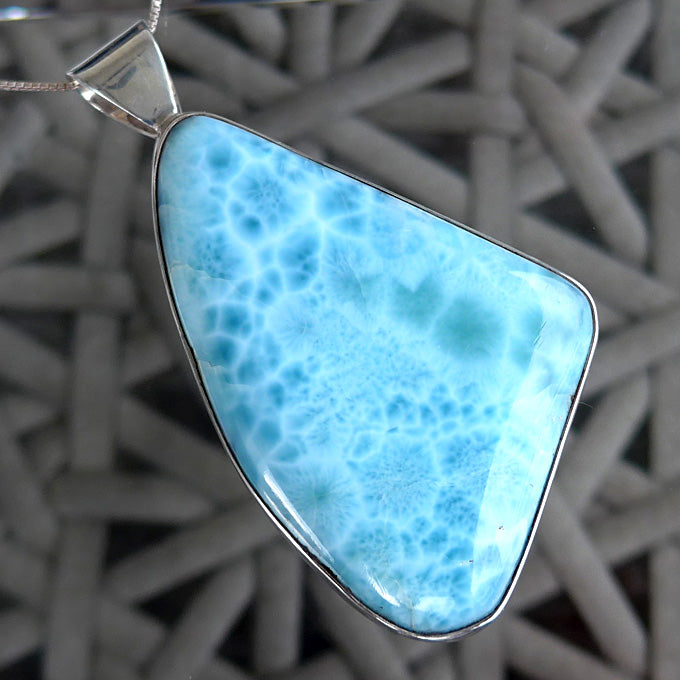 Large Larimar Freeform Pendant in Sterling Silver