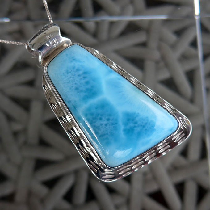 Large Larimar Trapezoid Pendant in Sterling Silver