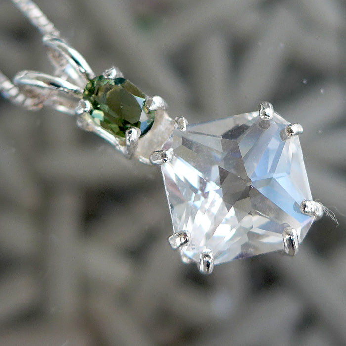 Clear Quartz Mini Magician Stone with Oval Moldavite Crown