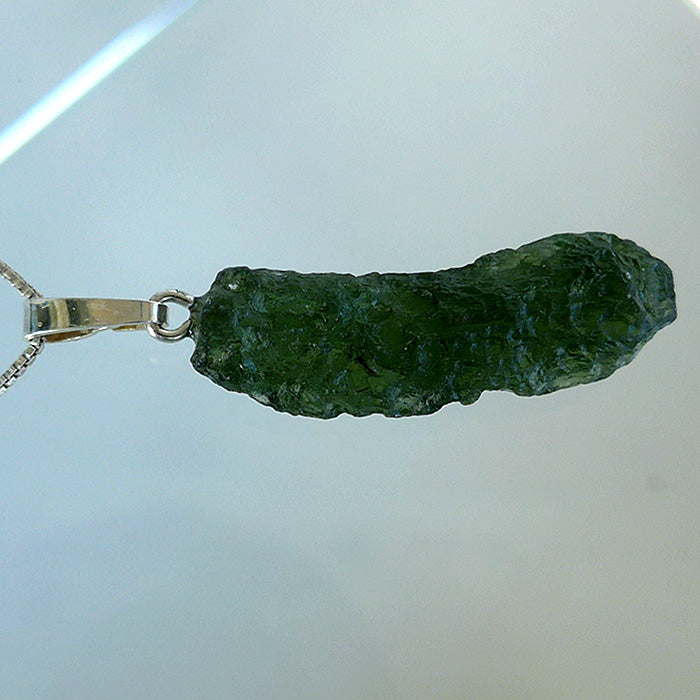 Long Curvy Unpolished Moldavite Pendant
