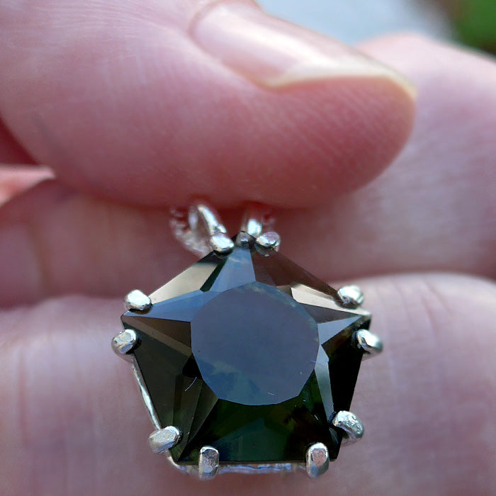 Moldavite Star of Venus Pendant