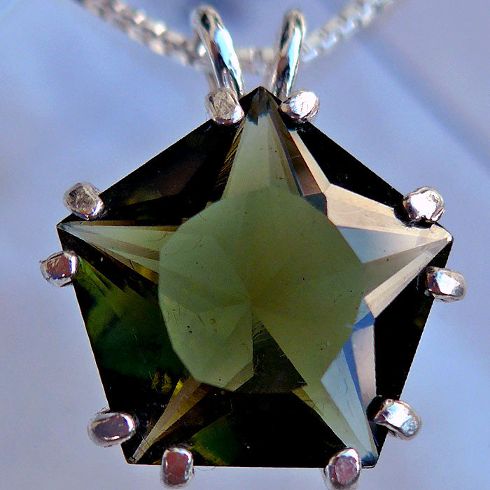 Moldavite Star of Venus Pendant