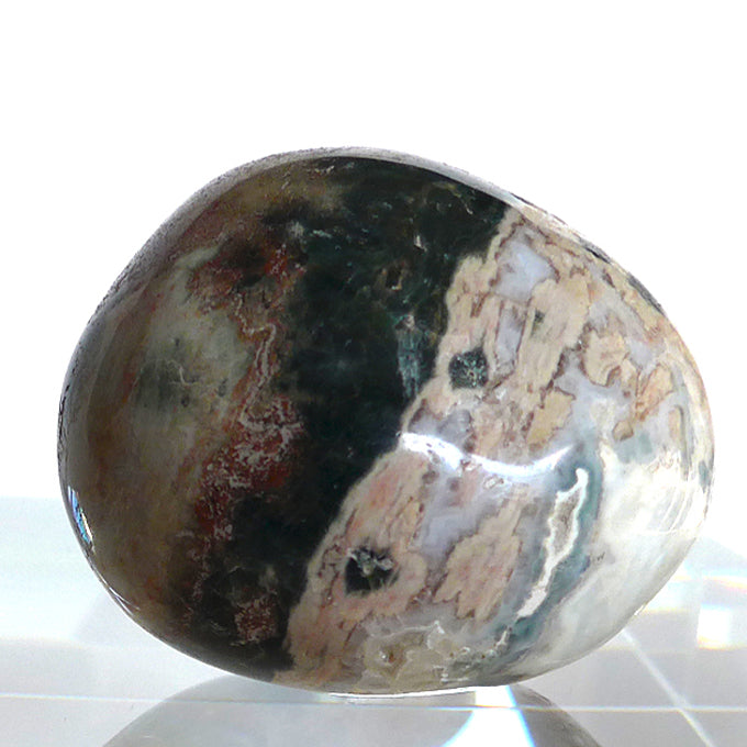 Ochre, Cream and Green Ocean Jasper Egg with Druzy Windows