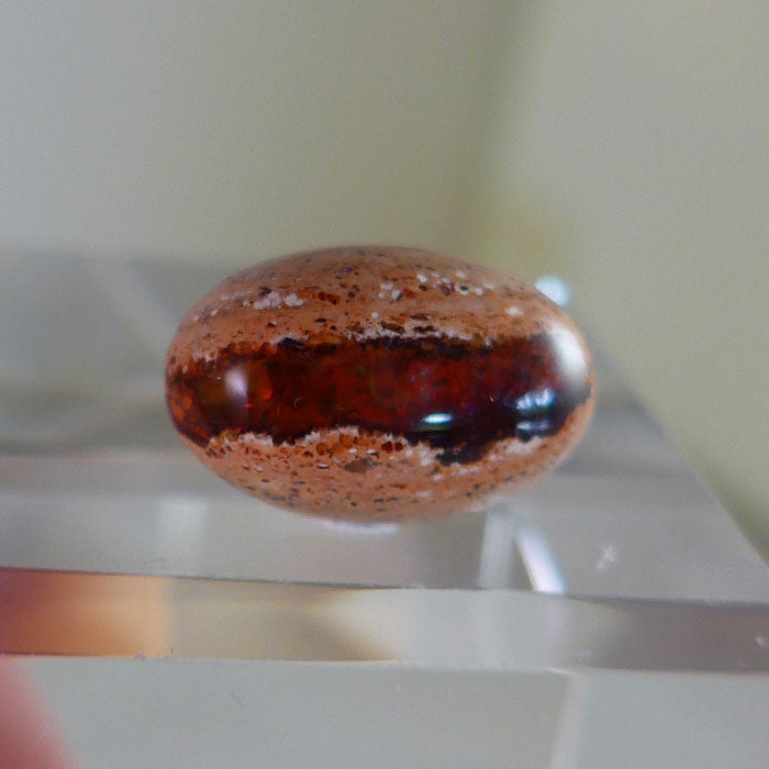 Deep Orange Fire Opal Stripe Cabochon