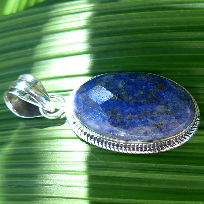 Lapis Lazuli Pineapple Cut Oval Pendant in Sterling Silver
