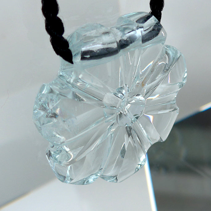 Aquamarine Flower of Isis Pendant by Lawrence Stoller
