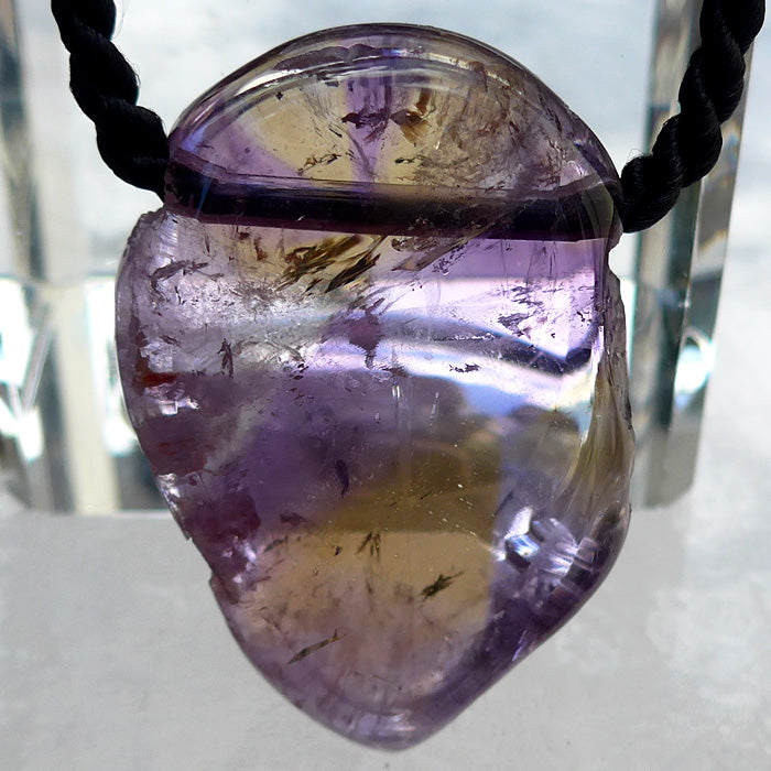 DEEP PRICE DROP: Polished Freeform Striped Ametrine Pendant by Lawrence Stoller