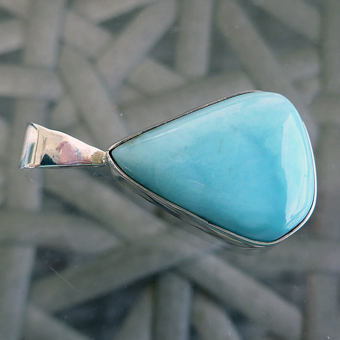 Polished Teardrop Larimar Pendant in Sterling Silver