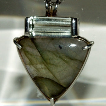 PRICE PLUNGE: Labradorite with Hiddenite Pendant