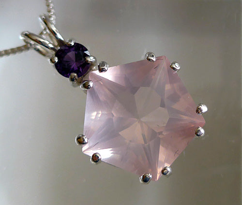 Rose Quartz Star of Venus with Amethyst