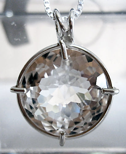 Clear Quartz Radiant Heart Pendant Prong Setting