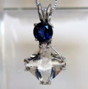 Clear Quartz Mini Magician Stone Pendant with Round Iolite Crown