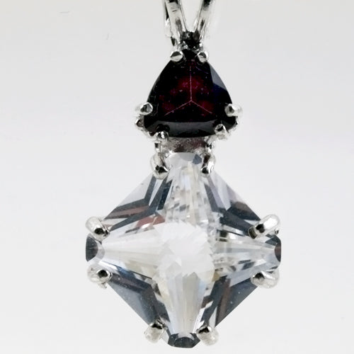 Clear Quartz Mini Magician Stone Pendant with Grape Garnet