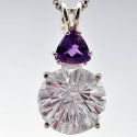 Clear Quartz Super Nova Pendant with Trillion Amethyst Crown