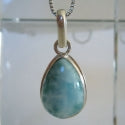 Larimar Simple Bezel Teardrop Pendant in Sterling Silver