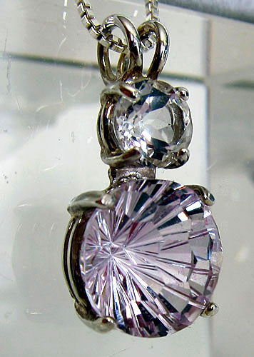 Amethyst Rose de France Super Nova Pendant with White Topaz