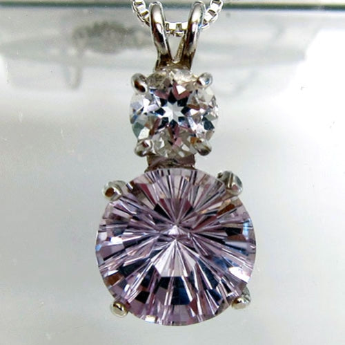 Amethyst Rose de France Super Nova Pendant with White Topaz