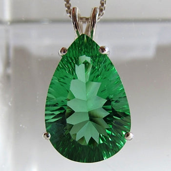 Tibetan Green Obsidian Teardrop Pendant