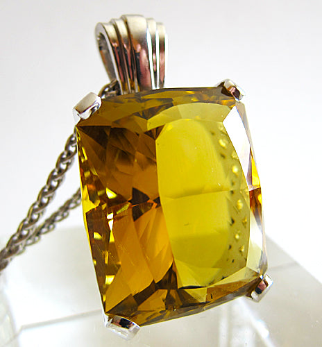 Brilliant 93 Ct Heliodor Pendant in White Gold -- 2X Price Drop!