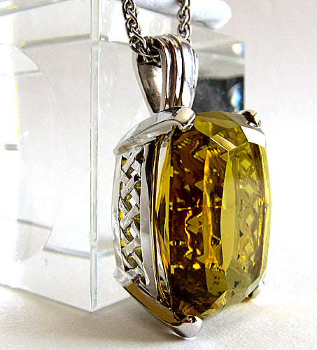 Brilliant 93 Ct Heliodor Pendant in White Gold -- 2X Price Drop!