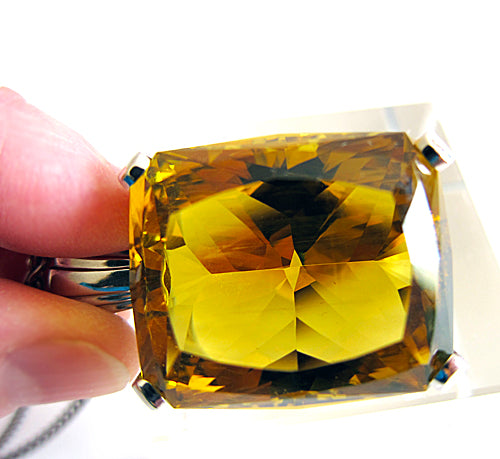 Brilliant 93 Ct Heliodor Pendant in White Gold -- 2X Price Drop!