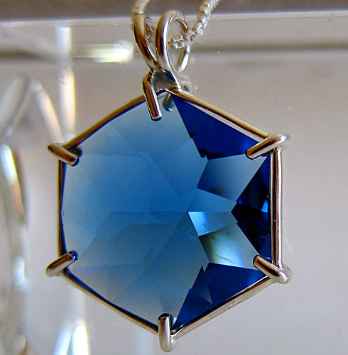 Tibetan Blue Obsidian Flower of Life Pendant