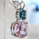 Amethyst Rose de France Mini Radiant Heart with Tibetan Blue Obsidian